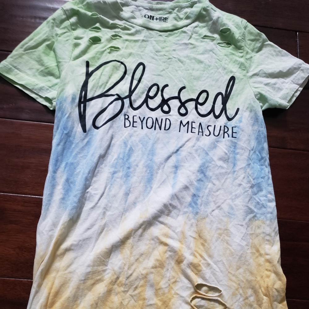 Tie Dye Blessed Beyond Measure Distressed Tee
